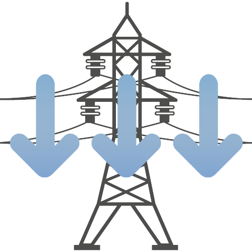 Pylon with arrows pointing down