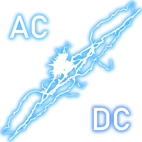 ac-dc text with ligntning bolt graphic