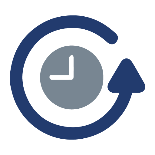 clock with a continuous arrow around graphic