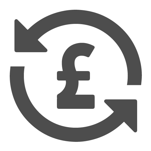 money £ sign with unlimited arrows arround graphic